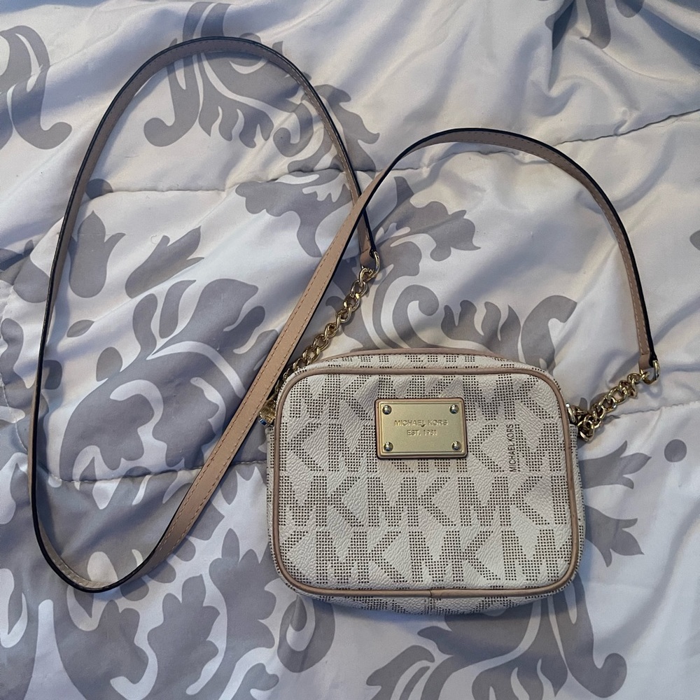 GUC SMALL MK XBODY BAG, CANVAS COATED LEATHER